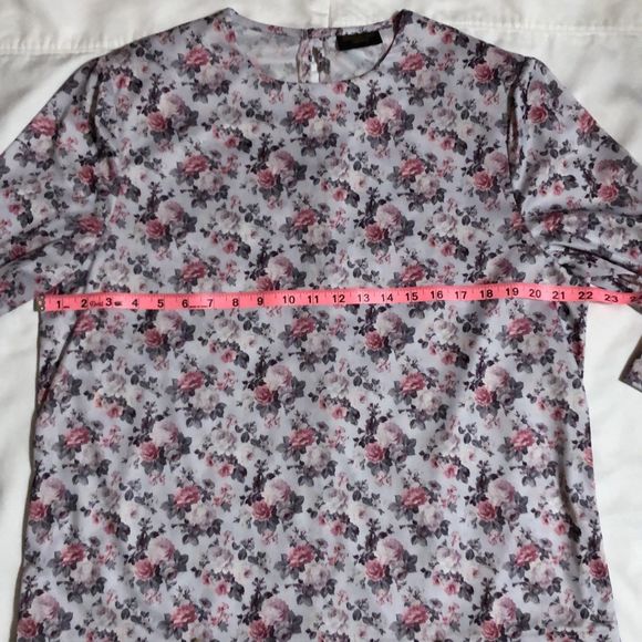 Blouses for Women Haband Grey with Pink Floral Size Large - Picture 7 of 8